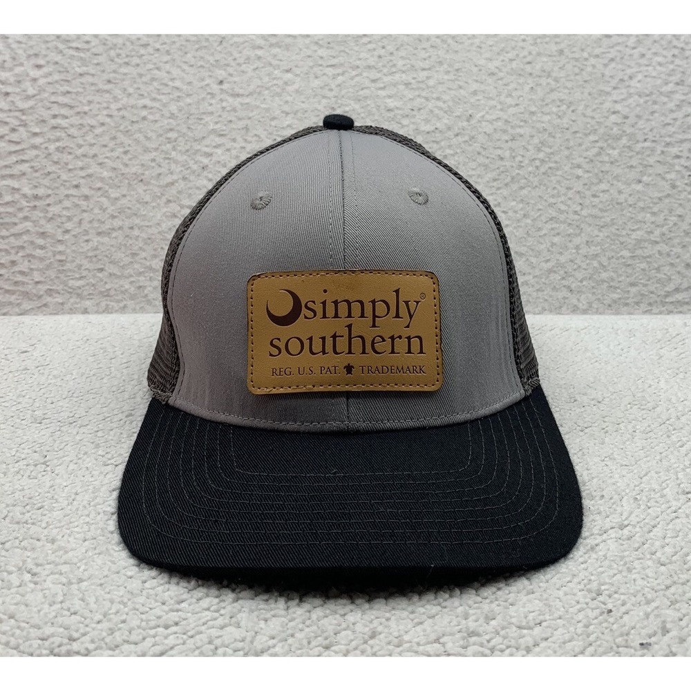 Simply Southern Trucker Hat Mens Snapback OSFM Leather Patch Country Dad Outdoor